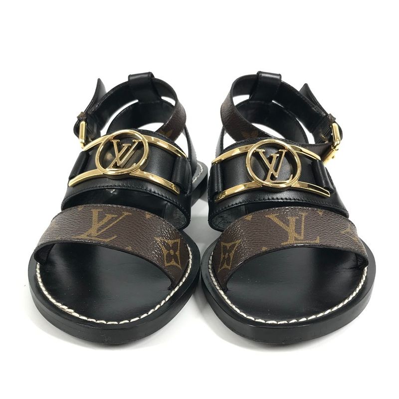 Louis Vuitton Sandals Logo LV Circle Monogram Canvas Black Brown