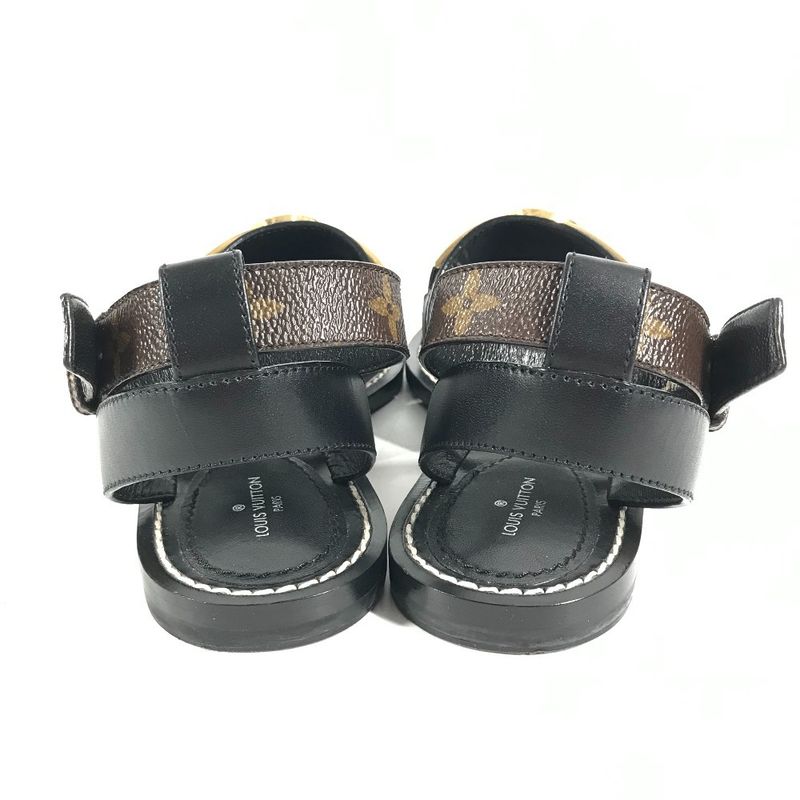 Louis Vuitton Sandals Logo LV Circle Monogram Canvas Black Brown