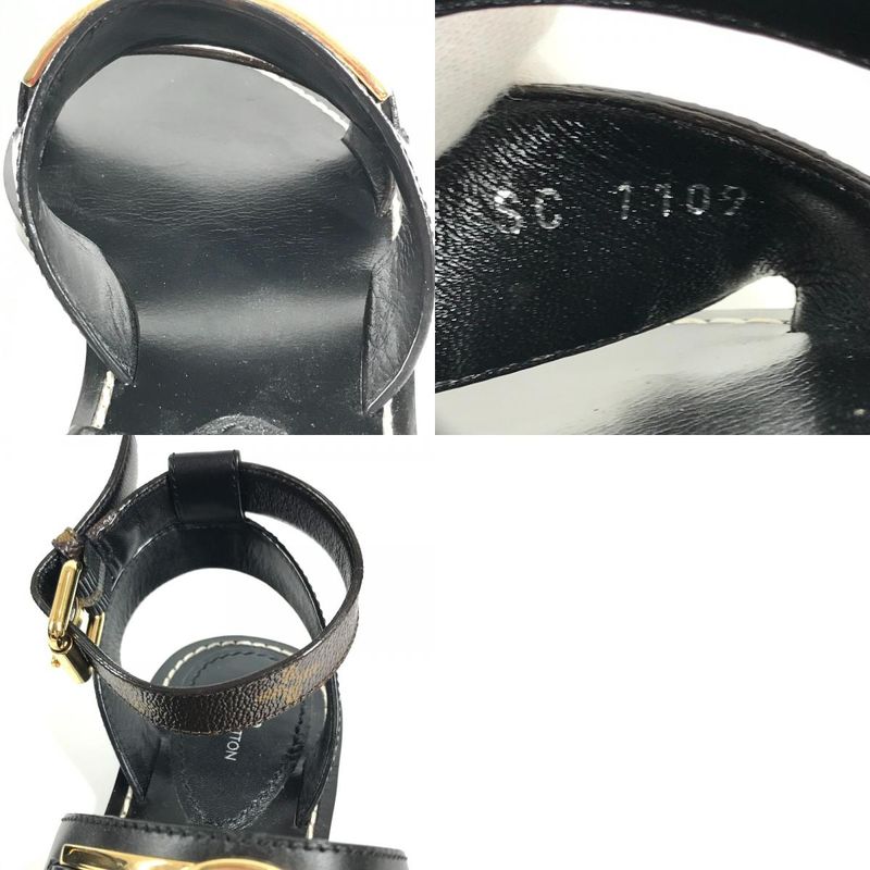 Louis Vuitton Sandals Logo LV Circle Monogram Canvas Black Brown
