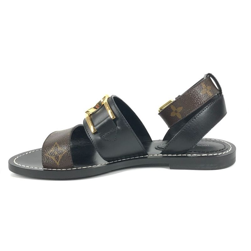 Louis Vuitton Sandals Logo LV Circle Monogram Canvas Black Brown
