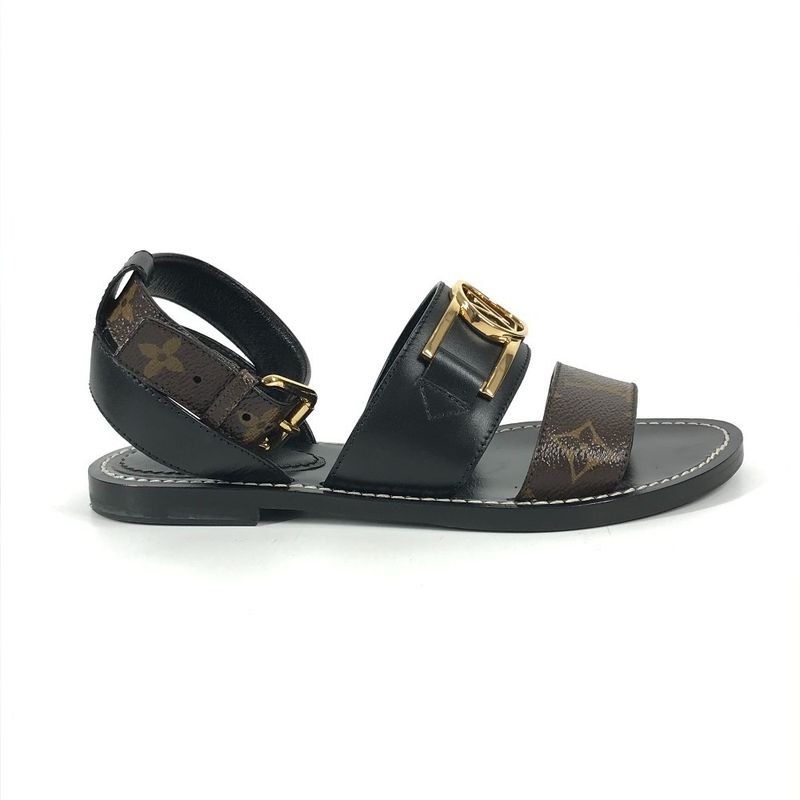 Louis Vuitton Sandals Logo LV Circle Monogram Canvas Black Brown