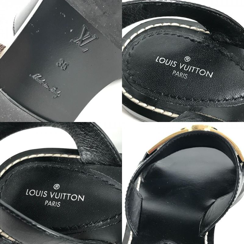 Louis Vuitton Sandals Logo LV Circle Monogram Canvas Black Brown