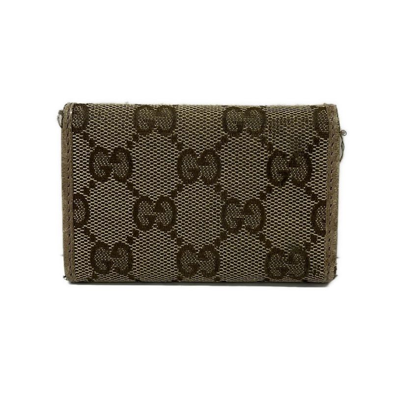 Gucci Key Case la Bree GG Pattern Beige Dark Brown Pink 6 Key Holder