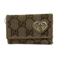 Gucci Key Case la Bree GG Pattern Beige Dark Brown Pink 6 Key Holder