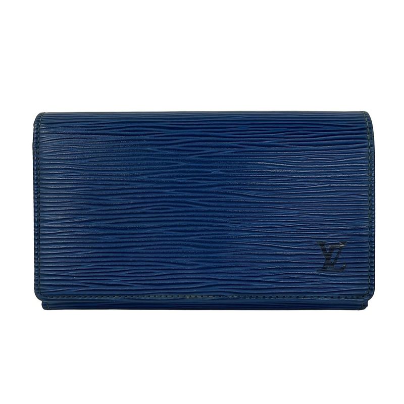 Louis Vuitton Bifold Wallet Epi Porte Monet Billets Tresor Toledo Blue Leather