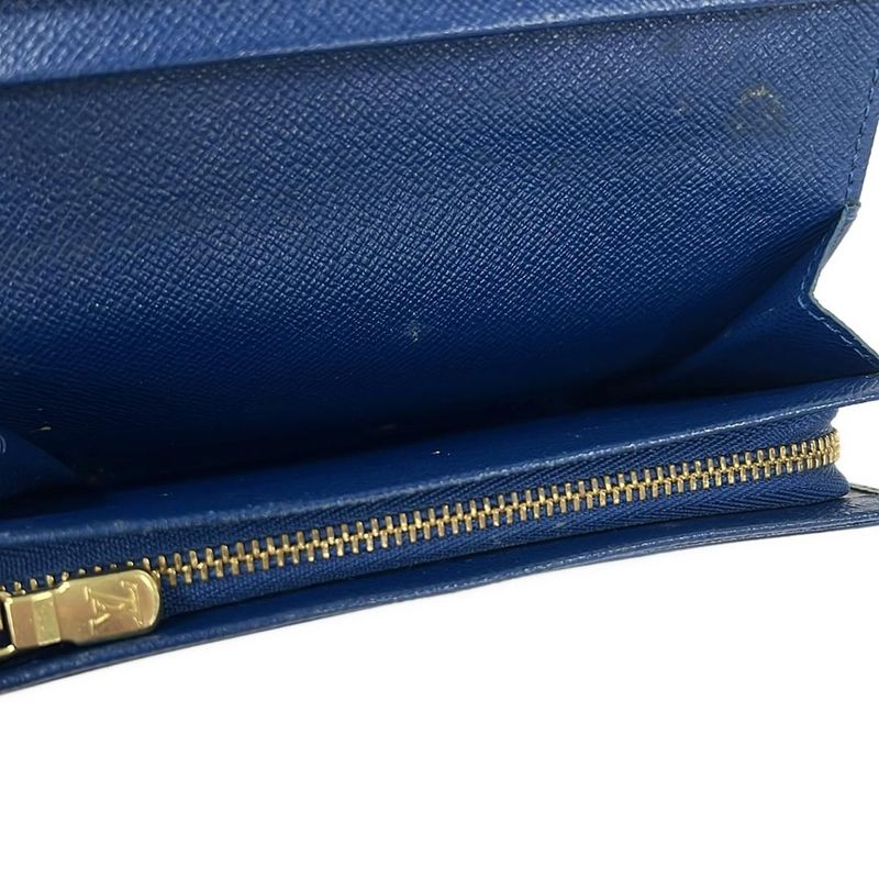 Louis Vuitton Bifold Wallet Epi Porte Monet Billets Tresor Toledo Blue Leather