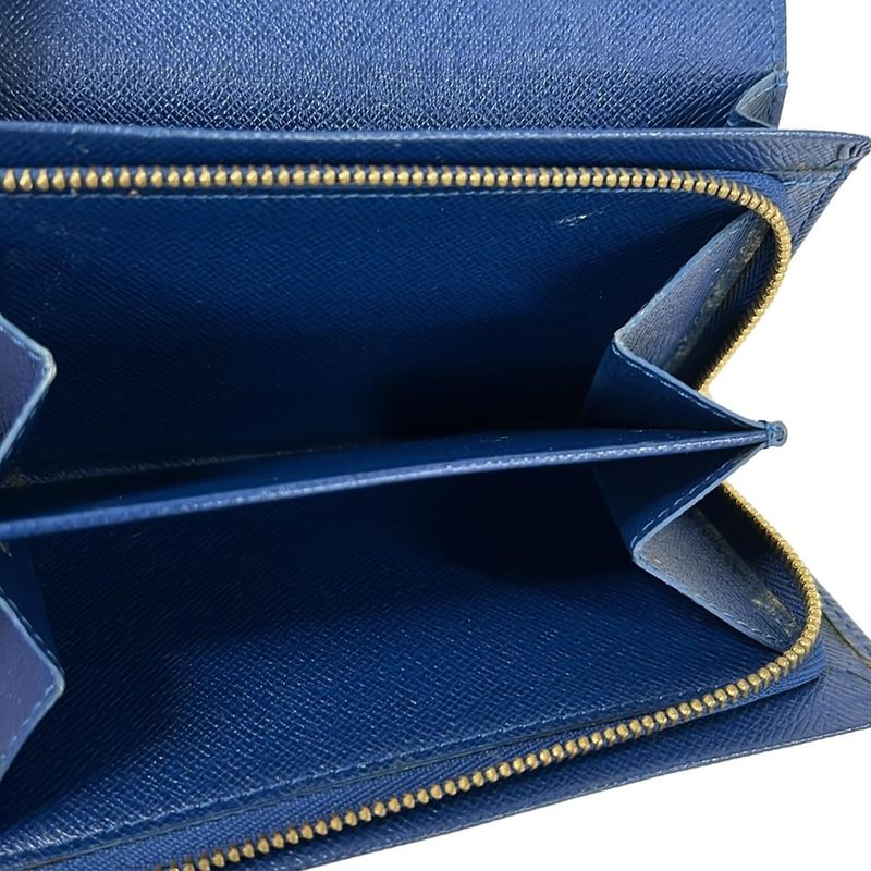 Louis Vuitton Bifold Wallet Epi Porte Monet Billets Tresor Toledo Blue Leather