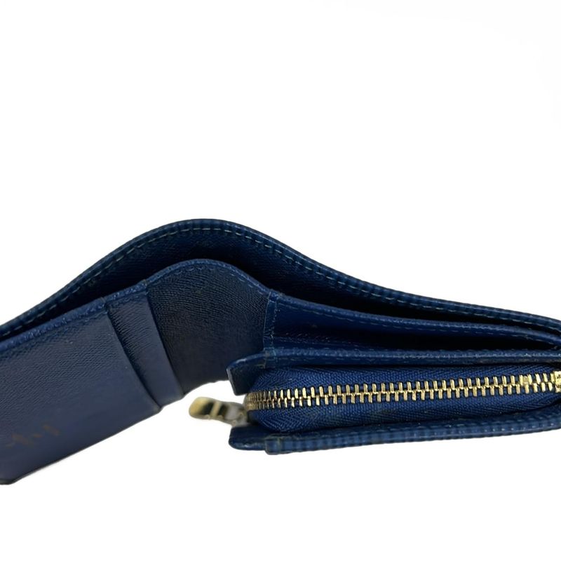 Louis Vuitton Bifold Wallet Epi Porte Monet Billets Tresor Toledo Blue Leather