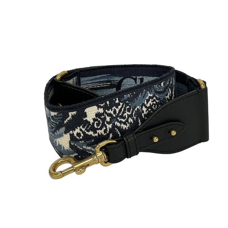 Dior Shoulder Strap Navy White Palm Tree Leather