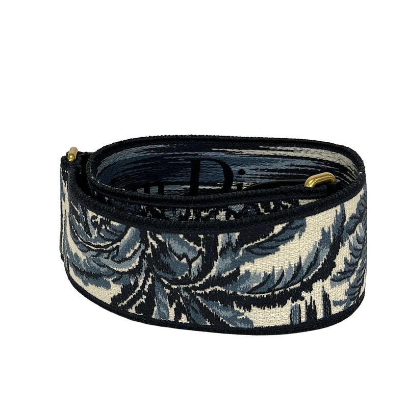 Dior Shoulder Strap Navy White Palm Tree Leather