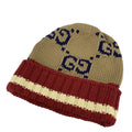 Gucci Knit Hat M 58 Beige Red Navy GG Pattern