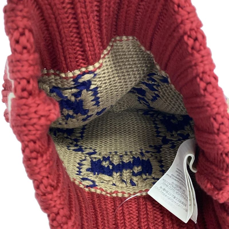 Gucci Knit Hat M 58 Beige Red Navy GG Pattern