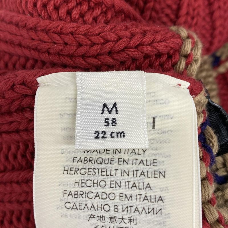 Gucci Knit Hat M 58 Beige Red Navy GG Pattern
