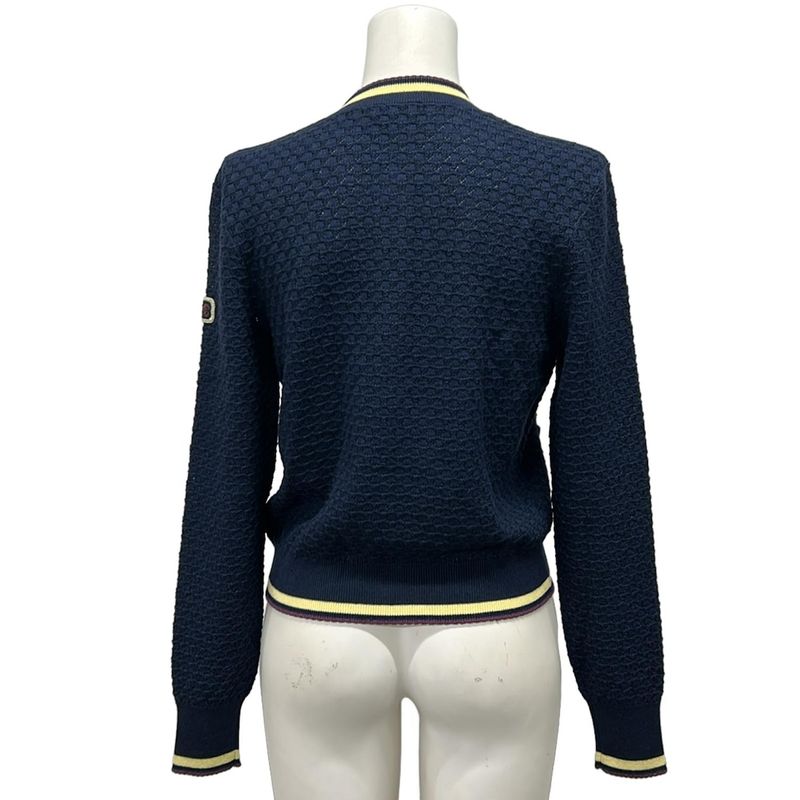 Chanel Cardigan 38 M Navy Beige Multi Long Sleeve X Multi