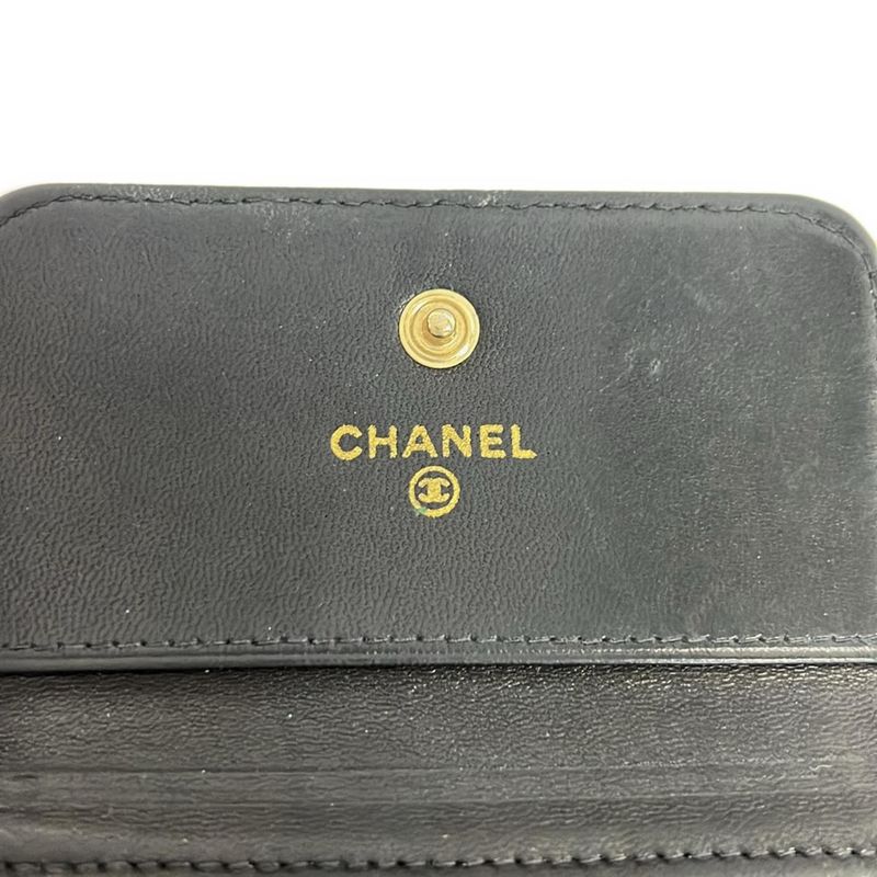 Chanel Trifold Wallet Black CC Logo