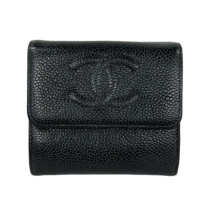 Chanel Trifold Wallet Black CC Logo