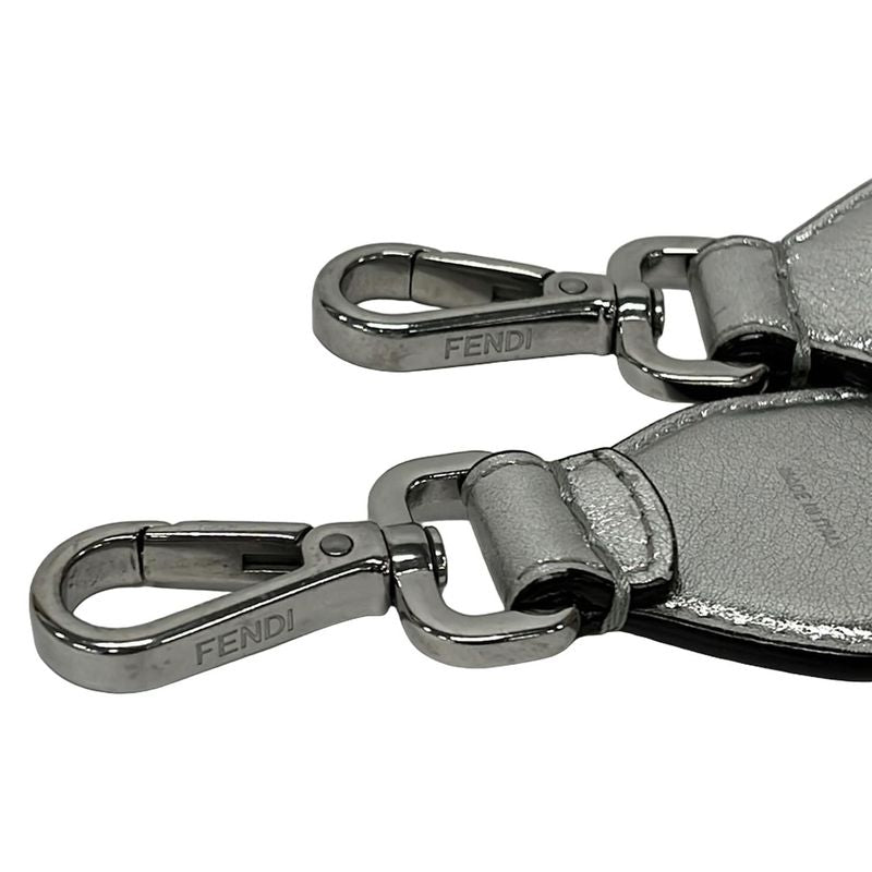Fendi Shoulder Strap Mini Silver Embossed Zucca Pattern Leather
