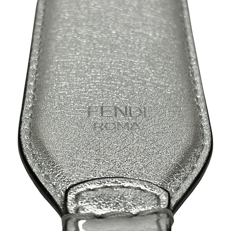 Fendi Shoulder Strap Mini Silver Embossed Zucca Pattern Leather