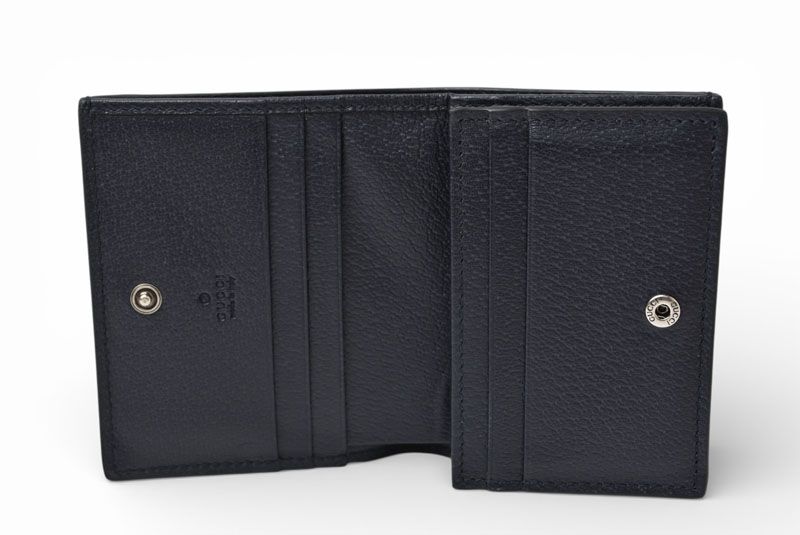 Gucci Mini Wallet Bifold Folding GG Navy Beige Ophidia Gg Blue