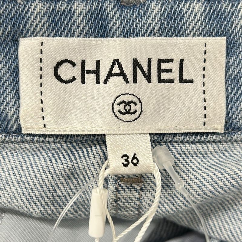 Chanel Pants 36 S Light Blue Full Length Denim