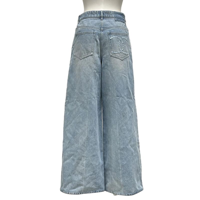 Chanel Pants 36 S Light Blue Full Length Denim