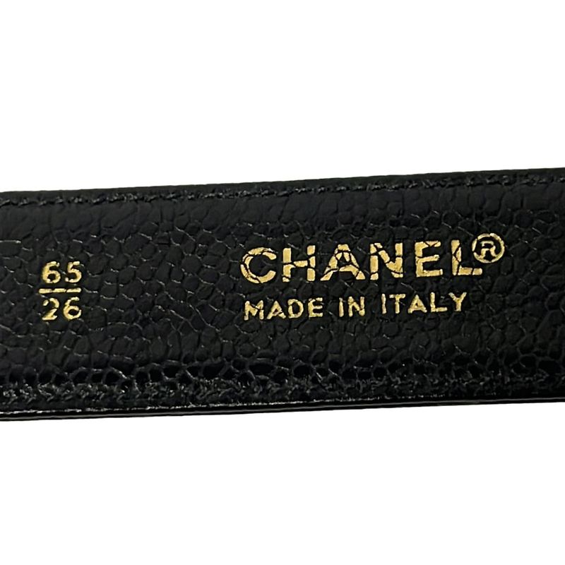 Chanel Belt 65 26 Black Gold Leather