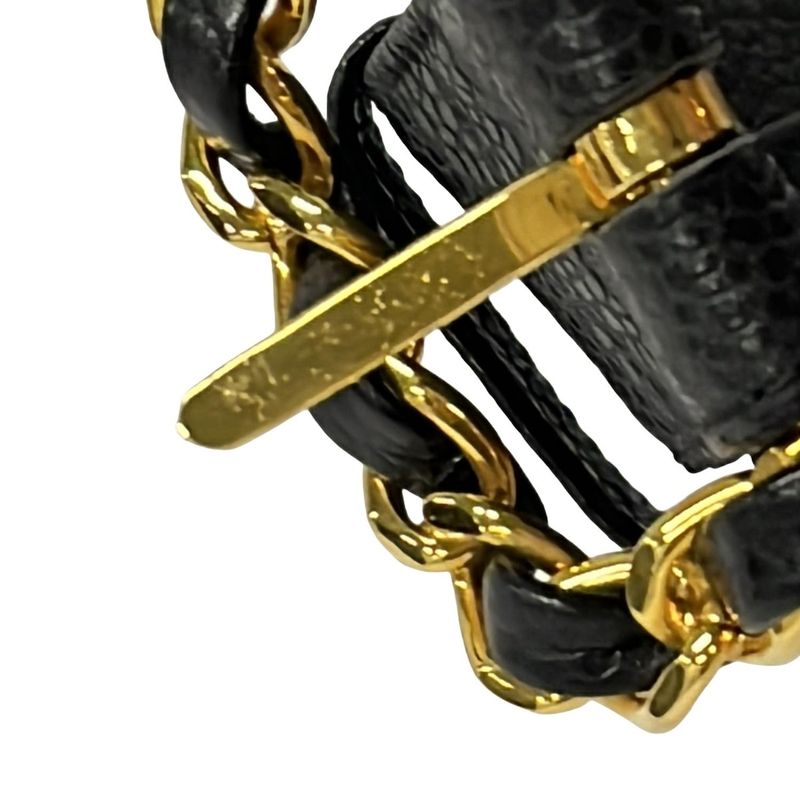 Chanel Belt 65 26 Black Gold Leather