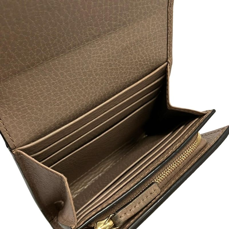 Gucci Bifold Wallet GG Marmont Supreme Beige Ebony Leather X Ebony