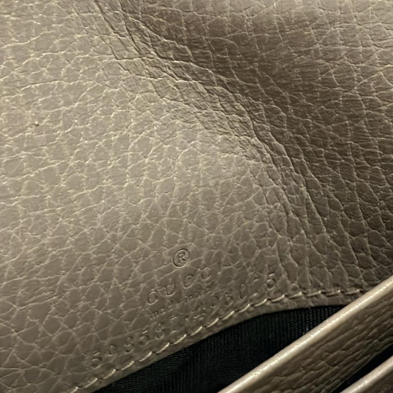 Gucci Bifold Wallet GG Marmont Supreme Beige Ebony Leather X Ebony