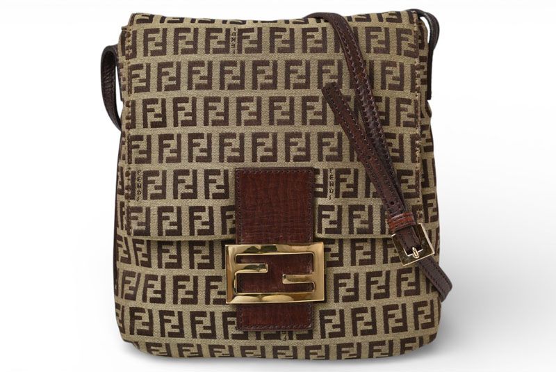 Fendi Shoulder Bag Zucchino Vintage Zucca Pattern Beige Brown