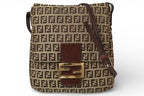 Fendi Shoulder Bag Zucchino Vintage Zucca Pattern Beige Brown