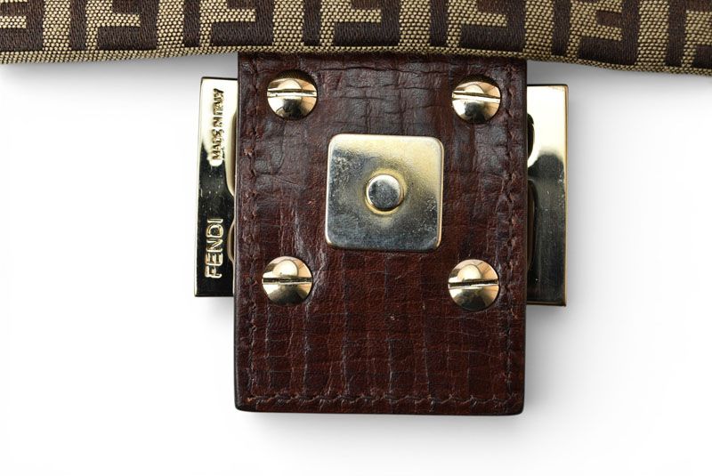 Fendi Shoulder Bag Zucchino Vintage Zucca Pattern Beige Brown