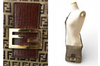 Fendi Shoulder Bag Zucchino Vintage Zucca Pattern Beige Brown