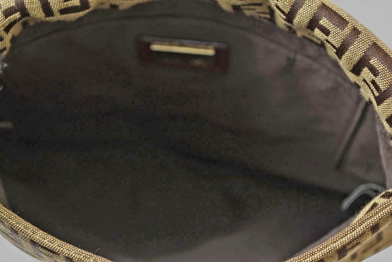 Fendi Shoulder Bag Zucchino Vintage Zucca Pattern Beige Brown