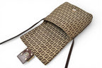 Fendi Shoulder Bag Zucchino Vintage Zucca Pattern Beige Brown