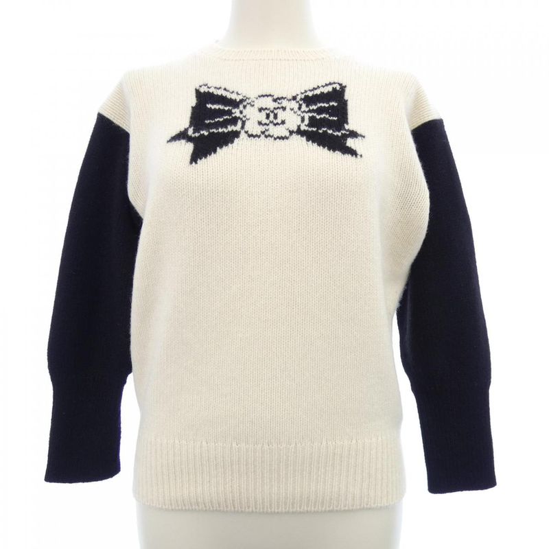 Chanel Vintage Knit Top Black White