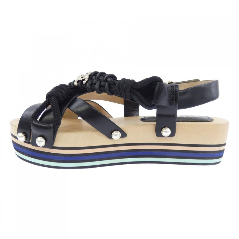 Chanel Sandals Calfskin Black
