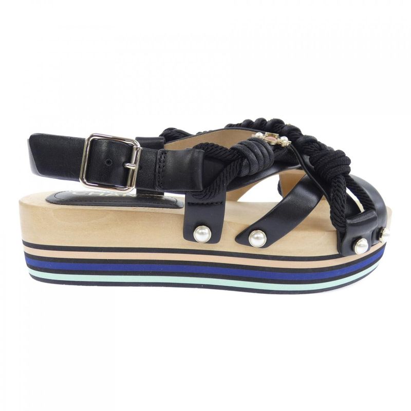 Chanel Sandals Calfskin Black