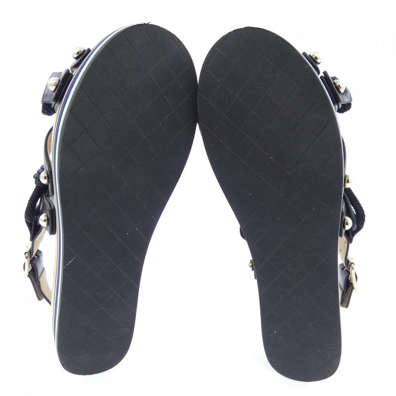 Chanel Sandals Calfskin Black