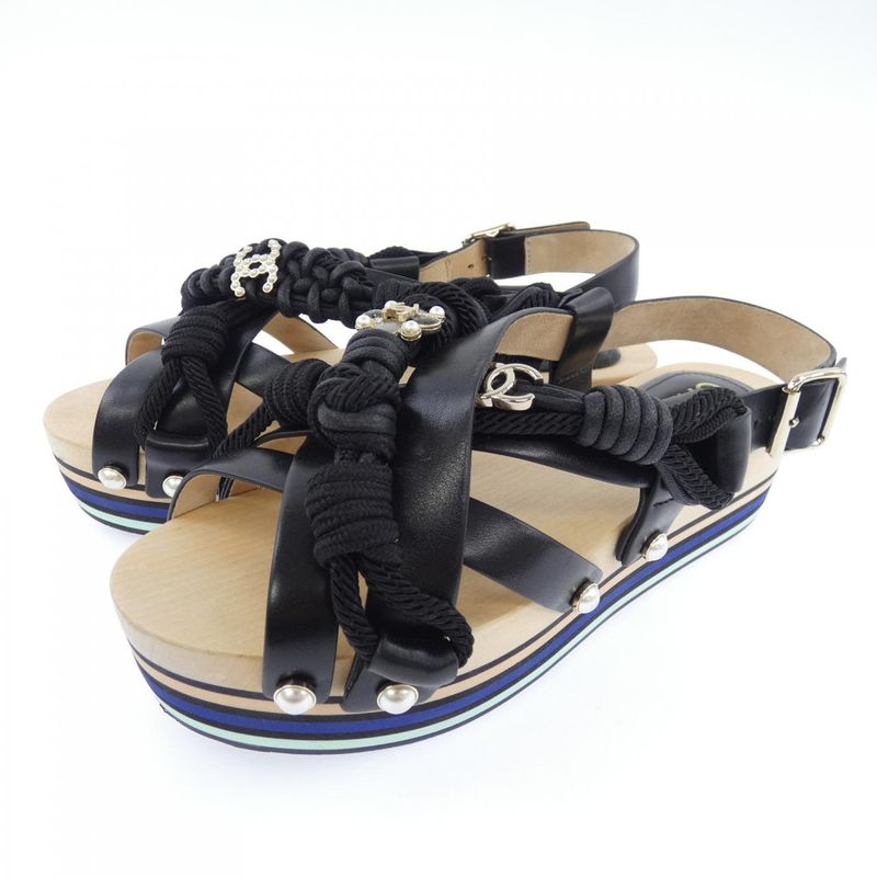 Chanel Sandals Calfskin Black