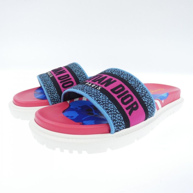 Dior Dway D-flower Pop EM Sandals Black Blue Pink