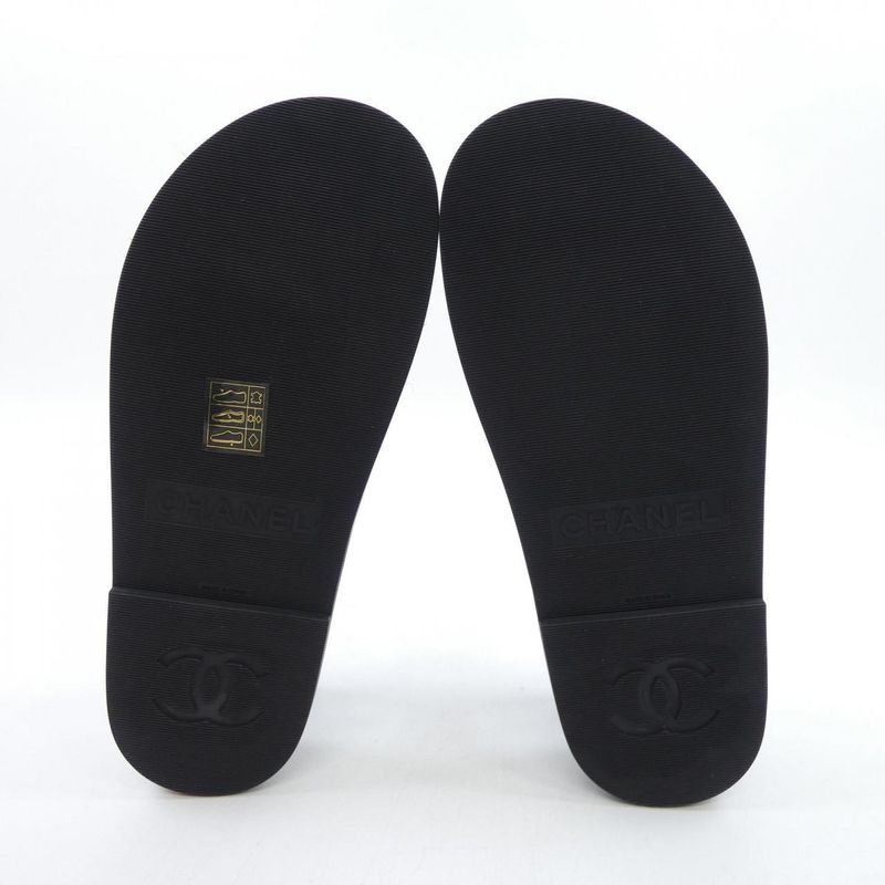 Chanel Sandals Lambskin Black