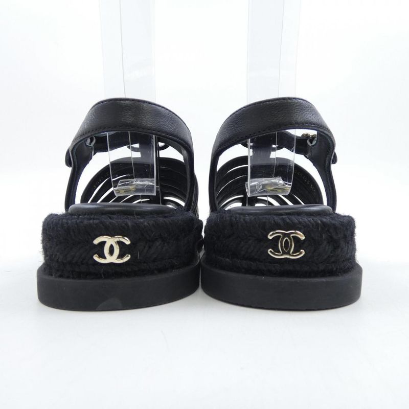 Chanel Sandals Lambskin Black
