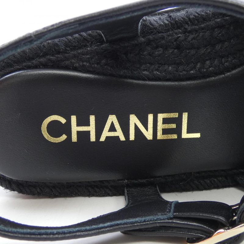 Chanel Sandals Lambskin Black