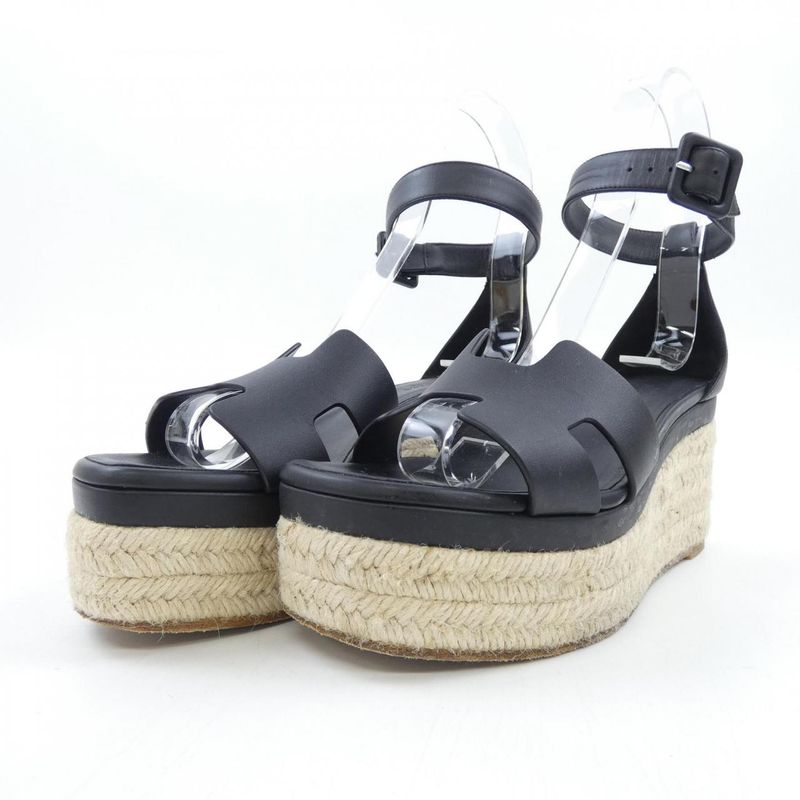 Hermes Elda Sandals Black 37 Beige