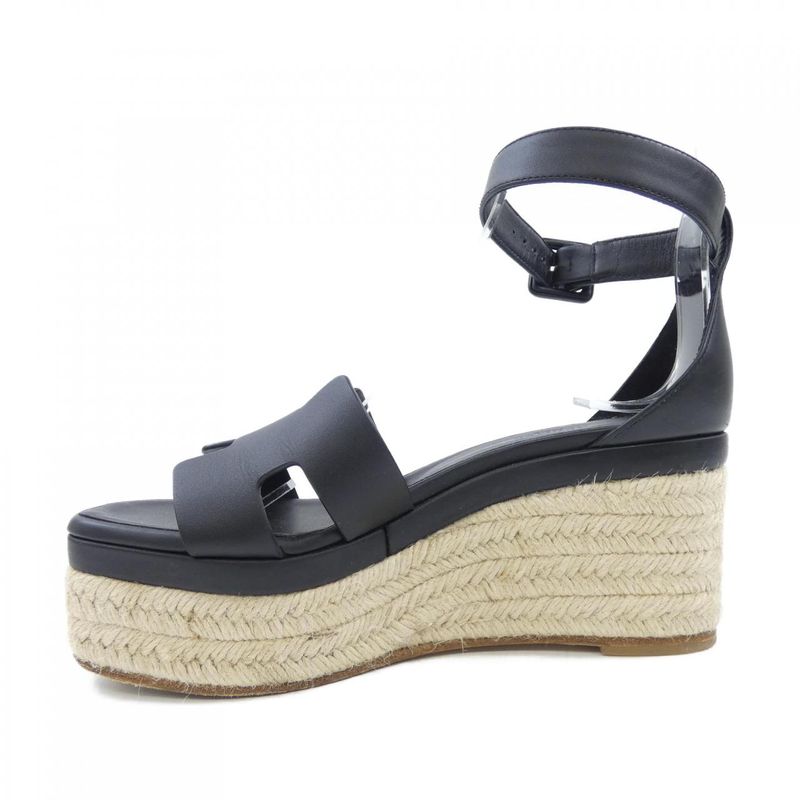 Hermes Elda Sandals Black 37 Beige