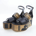 Hermes Charis Bride de Gala Cadri Tattoo Sandals Black Brown