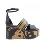 Hermes Charis Bride de Gala Cadri Tattoo Sandals Black Brown