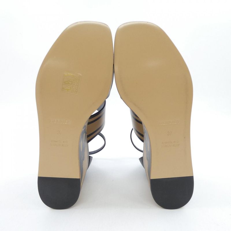 Hermes Charis Bride de Gala Cadri Tattoo Sandals Black Brown