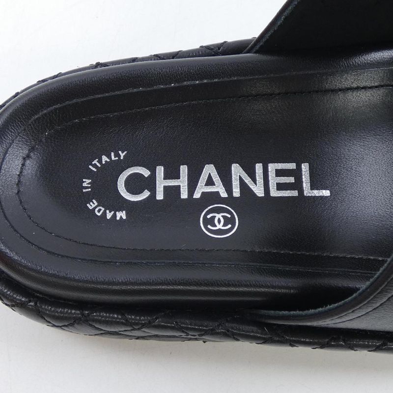 Chanel Mule Sandals Lambskin Black